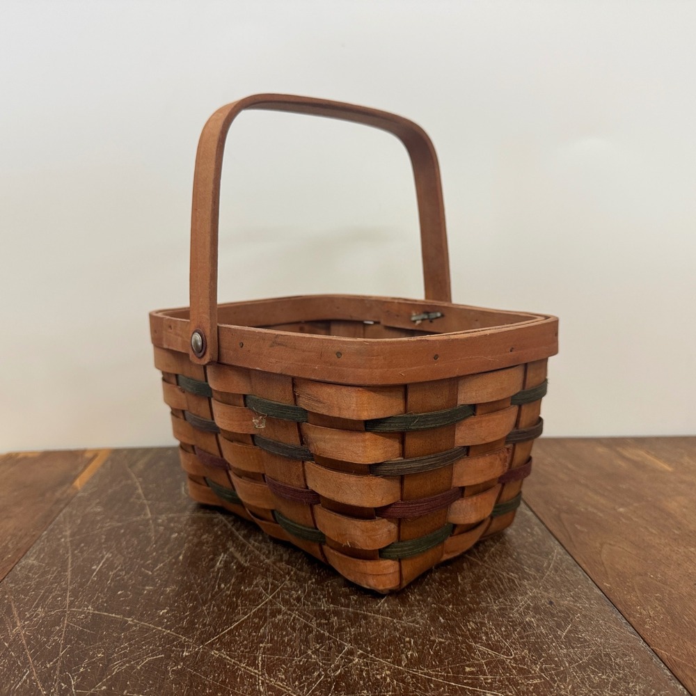 Woven‎ Wood Basket with Handle Rustic Farmhouse Decor Vintage Basket